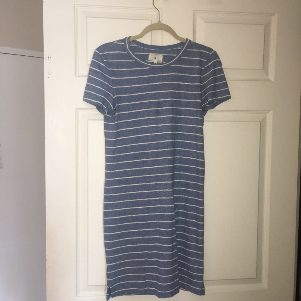 Blue and White Striped T-Shirt Dress